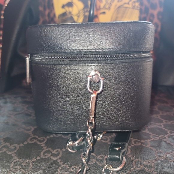 Gucci Cat Pebbled Leather Black Vanity Case Toiletry Case 2way Shoulder Bag - Picture 16 of 16